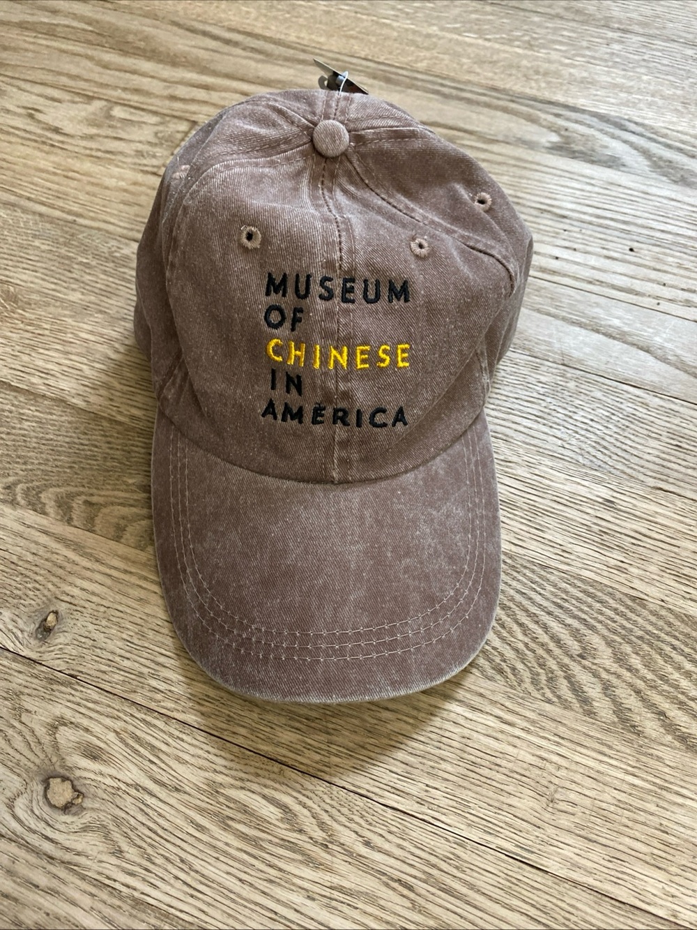 NWT Museum of Chinese in America Brown Cotton Adjustable Baseball Cap